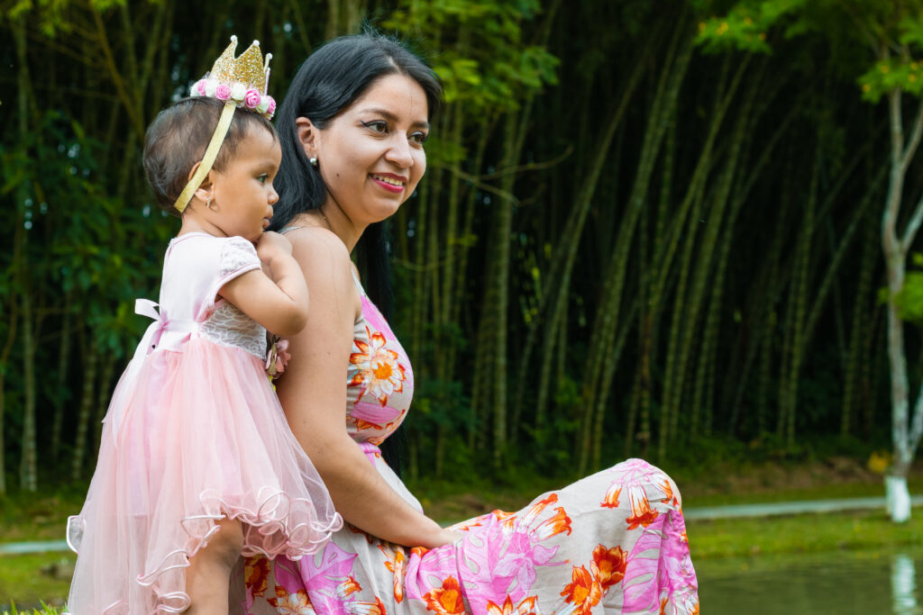 happy mother with daughter