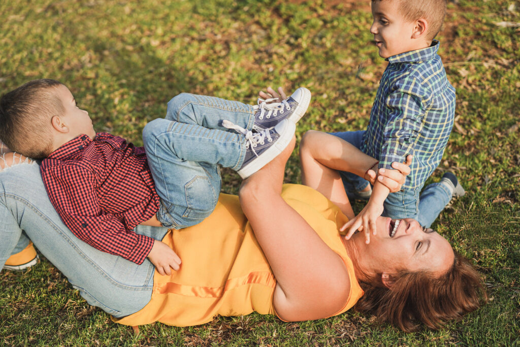 Mother having cheerful moment