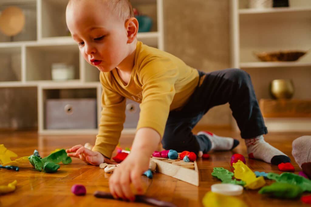 happy toddle playing