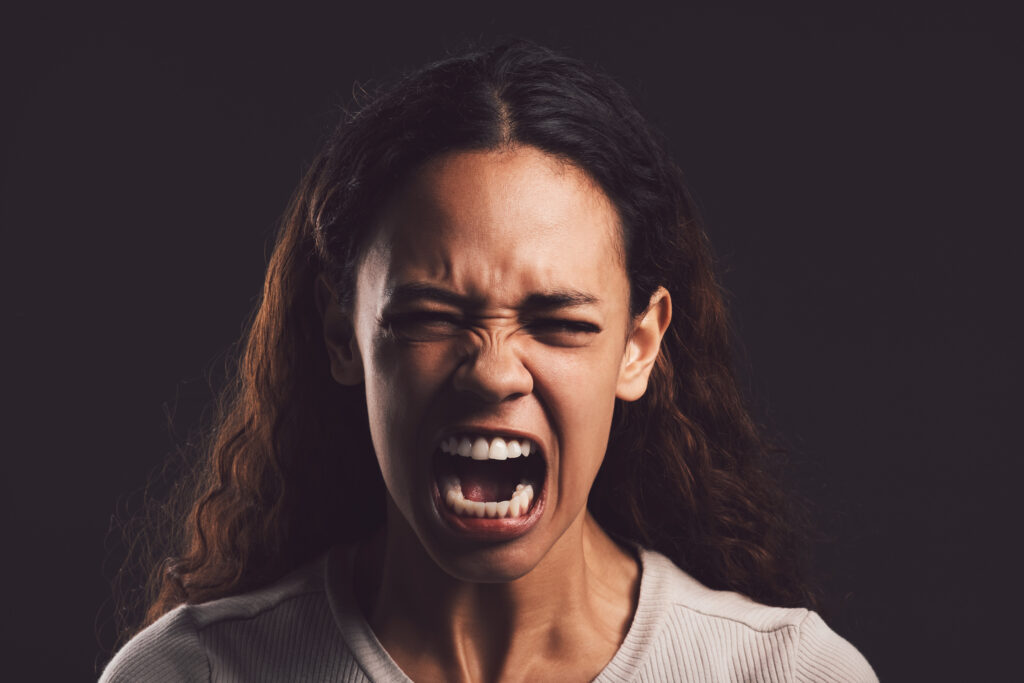 young woman shouting