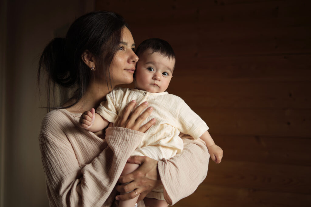 woman with her cute son