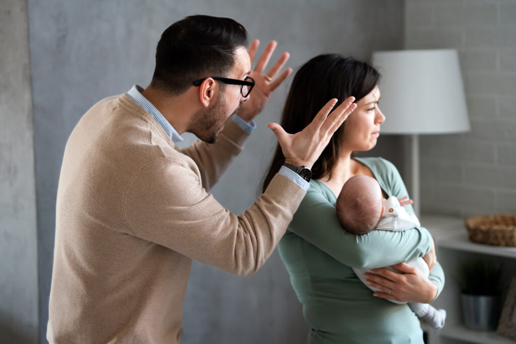 Stressed couple arguing