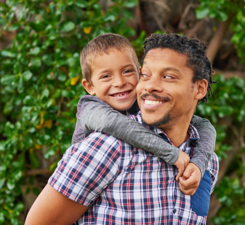 father and son enjoying at park